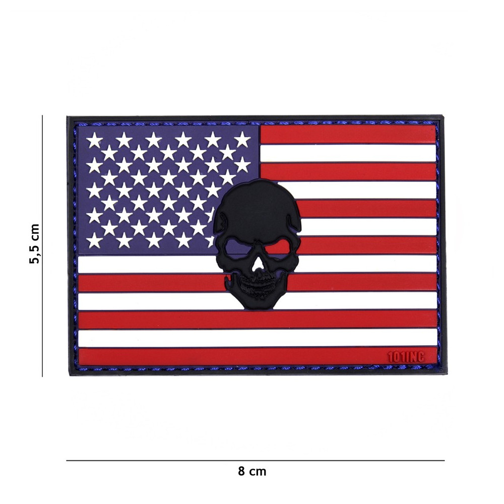 Patch 3D PVC USA tête de mort