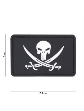 Patch 3D PVC  Punisher pirate (noir)