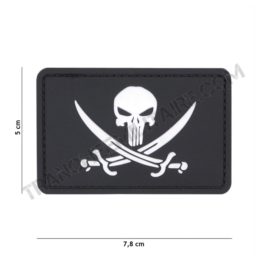 Patch 3D PVC  Punisher pirate (noir)