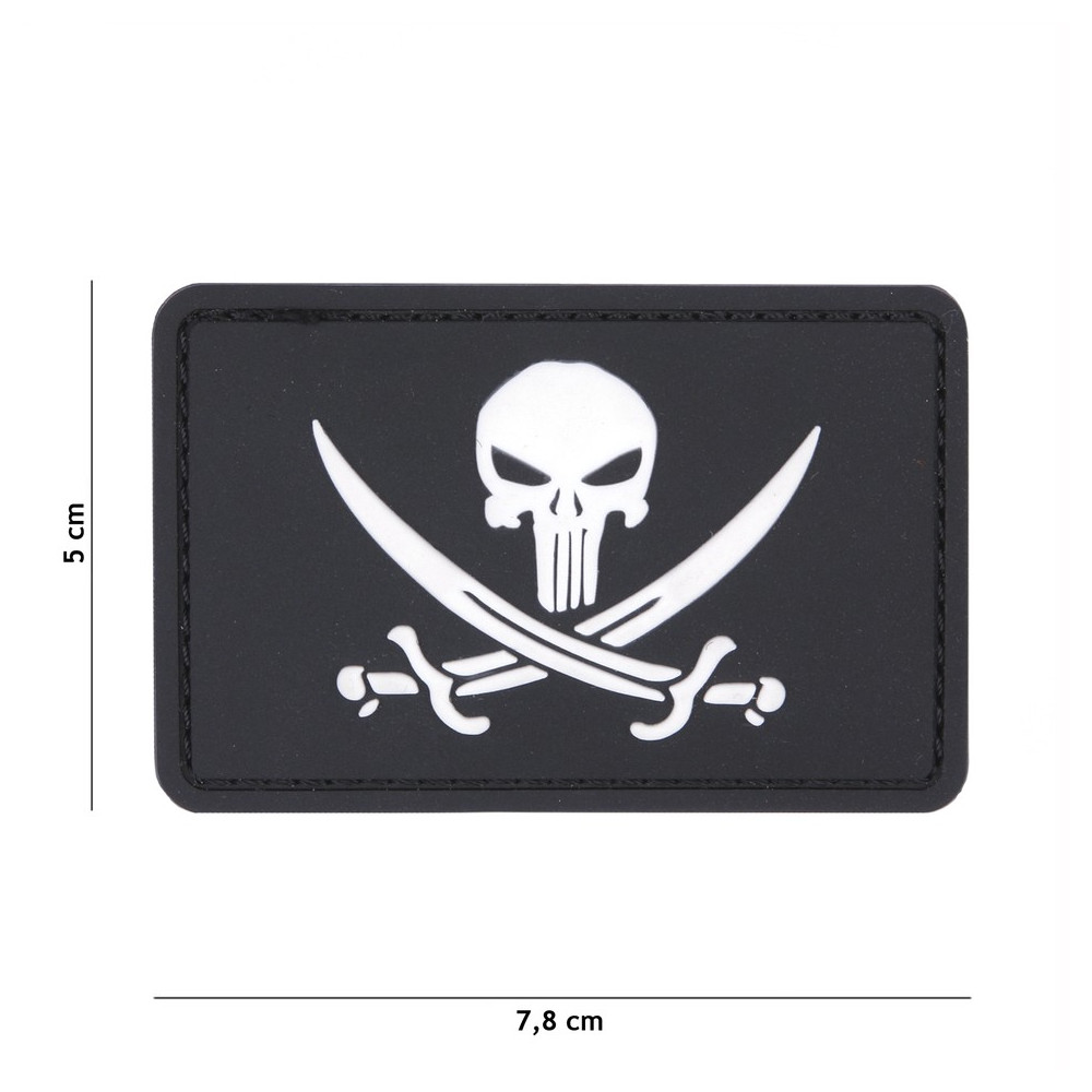 Patch 3D PVC  Punisher pirate (noir)