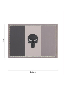 Patch 3D PVC  Punisher France (gris/noir)