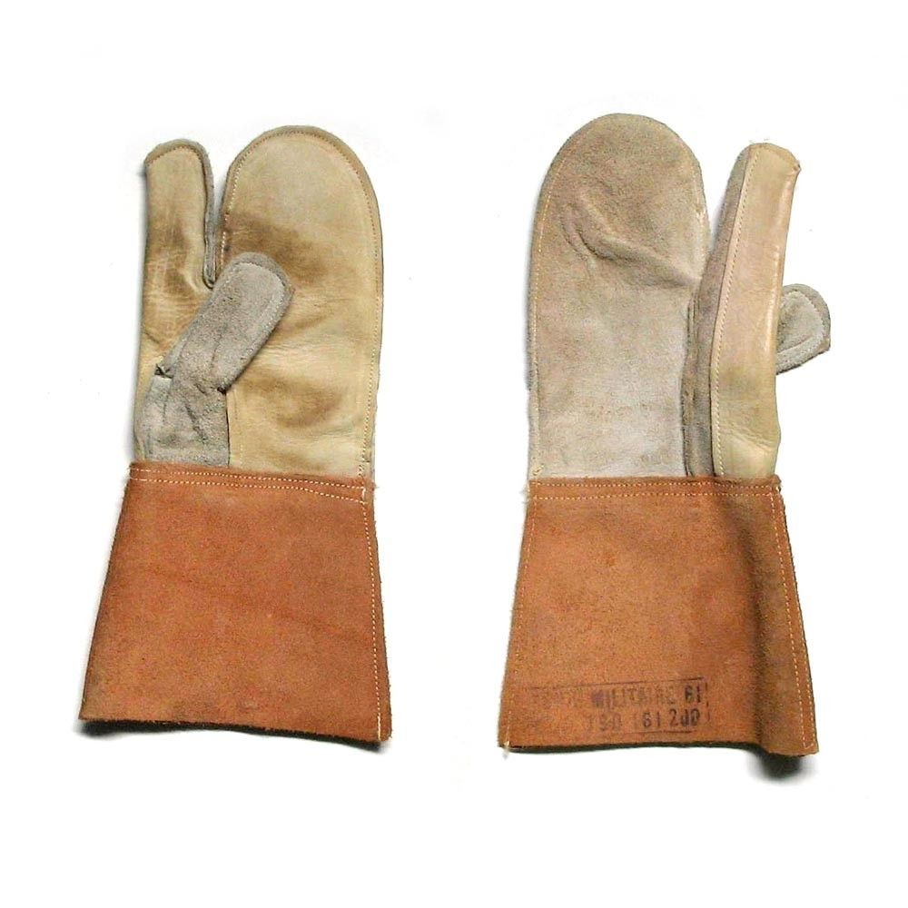 Gants en cuir Génie Militaire pose barbelés années 50 (neufs)