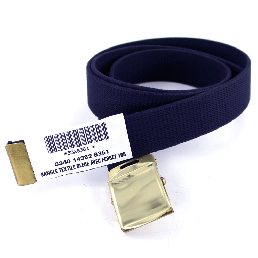 Ceinture bleue marine en toile avec ferret Marine Nationale