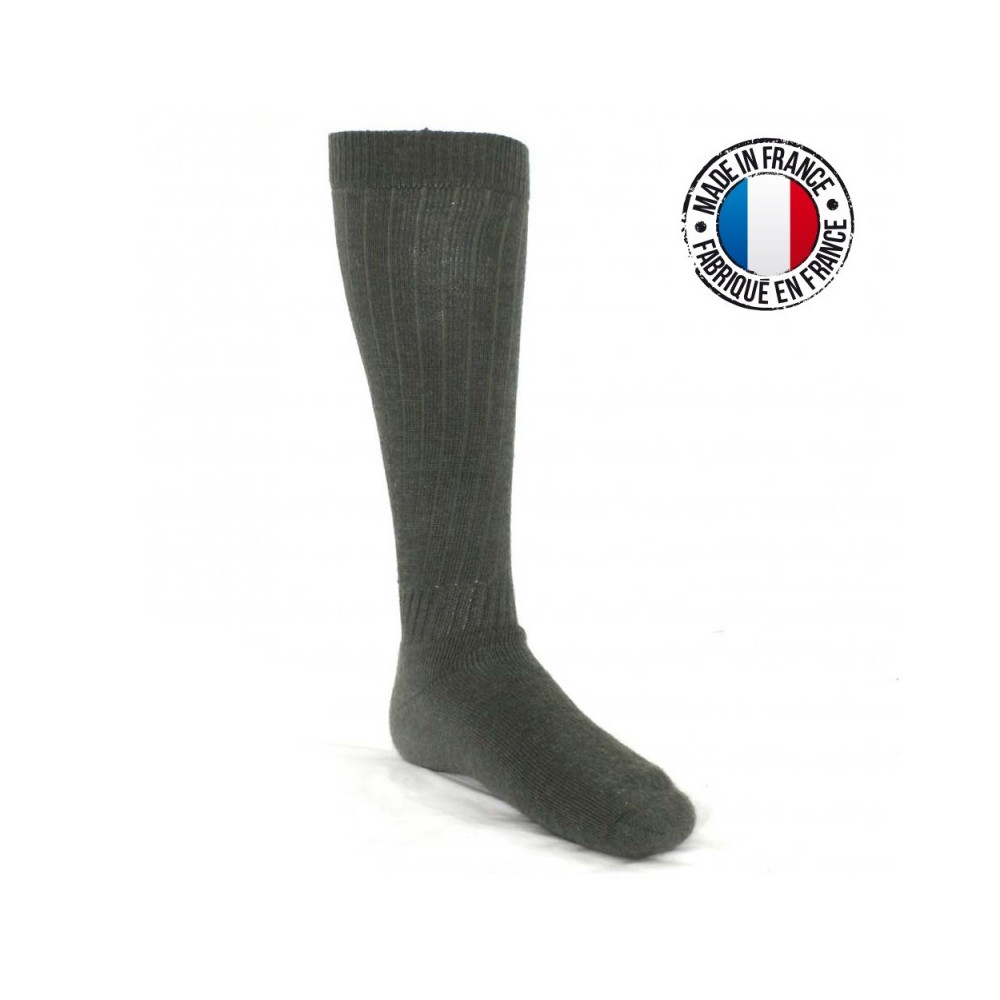 Vert militaire, Chaussettes torsadées - Homme - Laine d'agneau