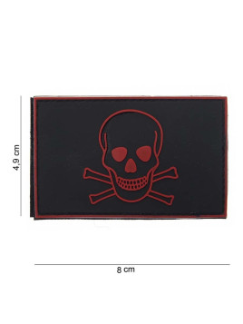 Patch 3D PVC  " Skull and Bones " rouge