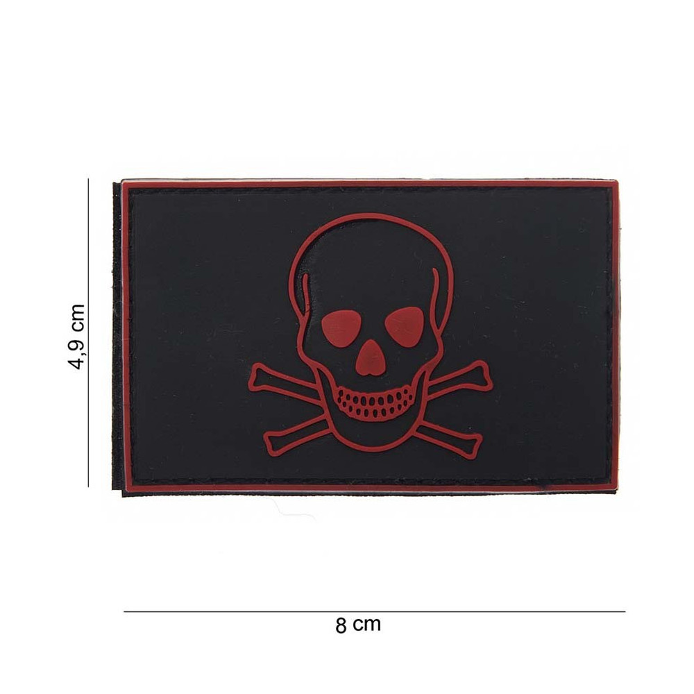 Patch 3D PVC  " Skull and Bones " rouge