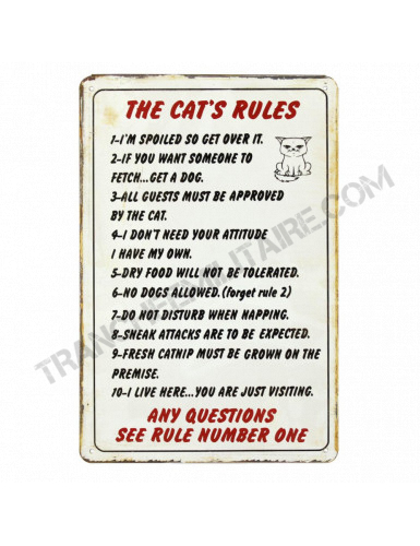 Plaque Cat's Rules