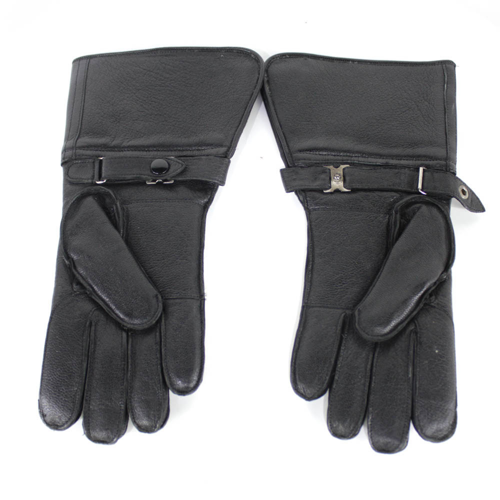 Gants de moto Gendarmerie en cuir noir