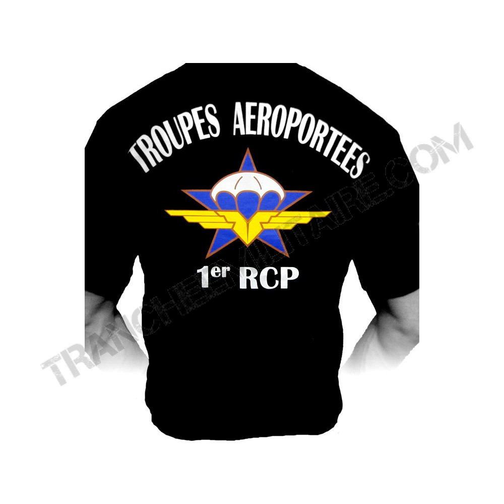 Emperitex T-shirt Militaire «1er Régiment de Chasseurs Parachutistes» M, Noir 