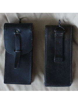 Pochette en cuir noir Armée française